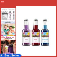 Shaved Ice Syrup Assortment 3 Pack 16oz Cherry Grape Blue Raspberry Snow Cone
