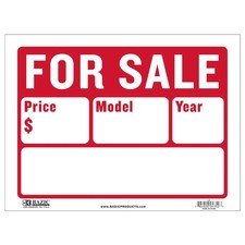 For Sale Sign for Car Auto Boat RV Sales Set of 2 9 x 12