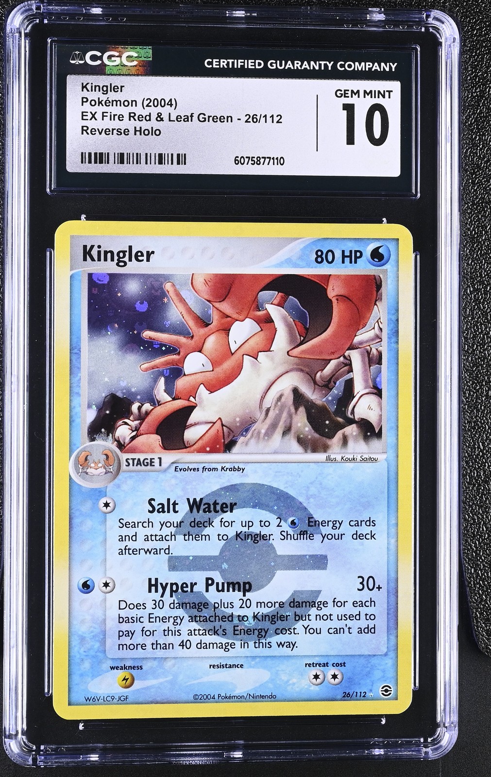 CGC 10 Kingler EX Fire Red & Leaf Green 26/112 Reverse Holo Pokemon Card