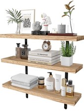 JMNBJM Floating Shelves 60cm long,Wall Mounted Shelf,set of 3, Wood Long 