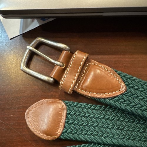 Vineyard Vines Belt Size 40 Green Braided With Leather Accents Excellent Cond - Bild 2 von 4