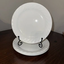 4Pc Corelle White SWIRL Enhancements 7” Bread/Dessert Side Plates