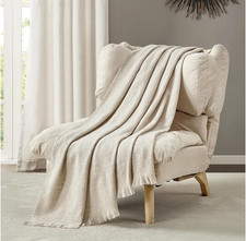 Faux Cashmere Fringe Throw Blanket Decorative Lightweight Soft 50x70"