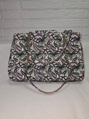 Guess Brand Flutter Shopper Butterfly Shoulder Purse Bag Double Chain Handles