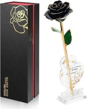 Gold Dipped Infinity Rose Last Forever Flower Decor, Birthday Gift for Black