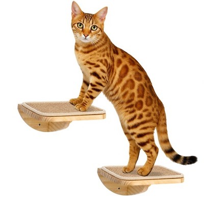 Wood Cat Wall Shelves with Sisal Mat   Cats Wall Furniture Steps for Large Cats,