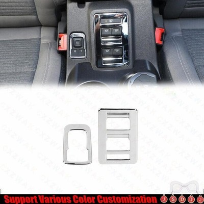 For Ford Bronco 2021-2024 Chrome Silver Window Lift Panel Switch Cover Trim 2PCS