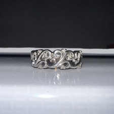 Vintage 925 Sterling Silver Swirl Pattern Band Ring Size 7