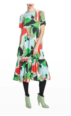 Anthropologie Corey Lynn Calter Midi Dress  Kora  Sz M Abstract Boho Artsy Maxi