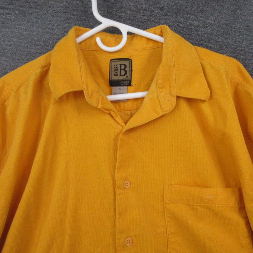 Camisa Bruno Para Hombre XL Amarillo Botón Pana Relajado Algodón Manga Larga Informal Foto 2 de 4