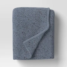 Marled Knit Throw Blue - Threshold