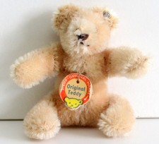 Vintage Steiff Jointed Miniature Teddy Bear with Tag Button - FREE Shipping