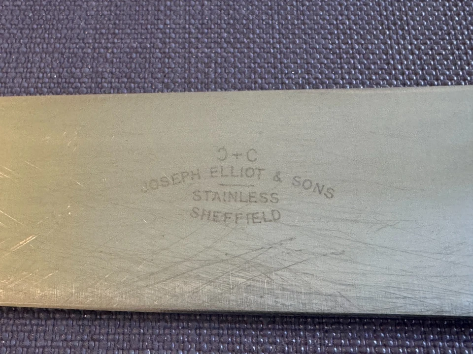 Винтажный поварской нож Joseph Elliot & Sons Sheffield с 8,25-дюймовым лезвием из нержавеющей стали Англия - Изображение 3 из 4