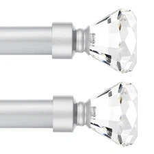 Knobelite Satin Nickel 2 Pack Window Treatment Single Curtain Rod, Adjustable...