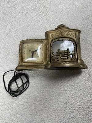 Vintage United Clock Company Fireplace Mantle Lighted Clock #455 Brooklyn Works