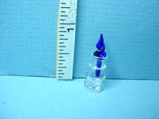 Miniature Glass Decanter  wi Blue Stopper #HB504 Bright Delights 1" (1:12) Scale