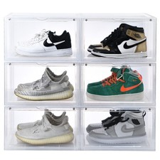 6-Packs Magnetic Drop Side Shoe Box Storage C...