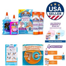 Create Fluffy Slime with Elmer's Non-Toxic Kit: Glitter  Color Glue Included 