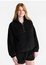 No Boundaries Plush Half-Zip Pullover, Women's Small 4-6 NEW Black Soot