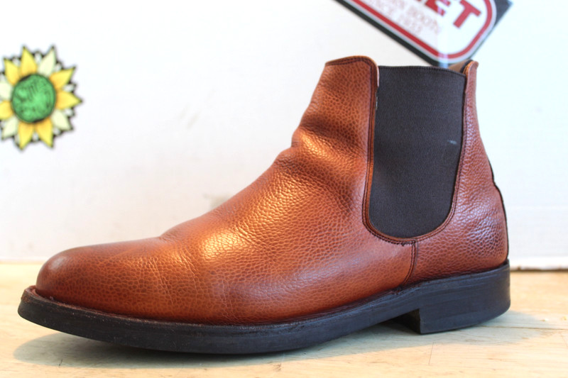HERRING Kirkdale Chelsea Boots in Mahogany Grain Leather, US Size 10 M (EU9)