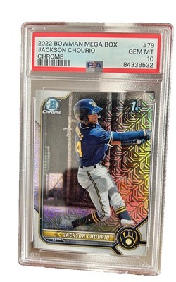 2022 Bowman Mega Box Chrome Jackson Chourio #79 1st Bowman PSA 10 GEM MT