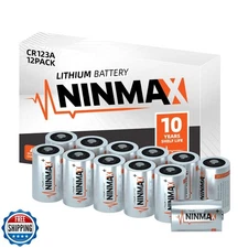 NINMAX® CR123A 3V Lithium Battery 12 Pack, No.1 1700mAh 3 Volt High Power 123