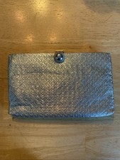 Vintage After Five USA Silver Lame Purse Clutch W/ Coin Purse 8.5