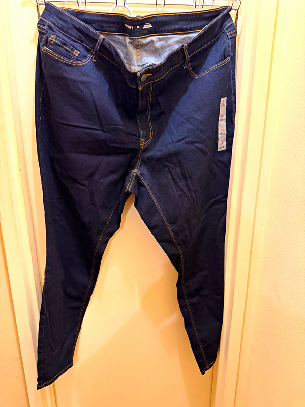 NWOT Old Navy Sz 24 Rockstar Mid-Rise Super Skinny Dark Wash Blue Stretch Jeans