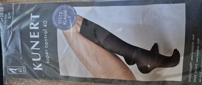Stütz-Feinkniestrümpfe Kunert super control,  40 den, schwarz + beige, Gr. 35-38