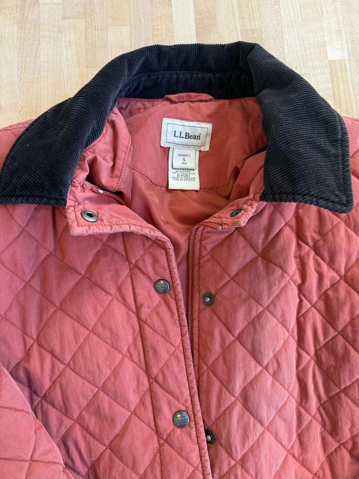 Abrigo de Granero Acolchado LL BEAN Para Mujer S Pana Cuello Chaqueta Termore De Colección Foto 2 de 4