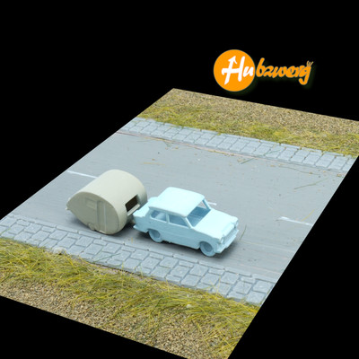 Spur N Trabant blau mit Camping ei