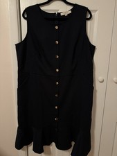 LOFT Plus Women’s Dark Blue Sleeveless Button Front Dress – Size 16