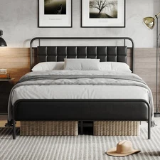 BedsPick Queen Size Bed Frame, Platform Bed Frame with Upholstered Headboard