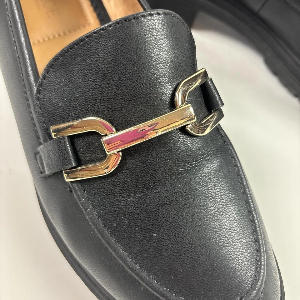 Mocasines Rachel Zoe para mujer 8M negros Mila Horse Bit sin cordones gruesos Foto 3 de 4