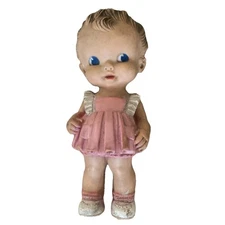 Rare VTG 1950s THE SUN RUBBER CO.Pink Dress Doll by Ruth E Newton! It Squeaks!