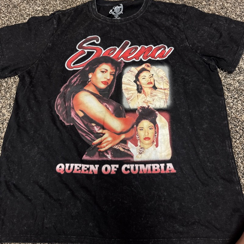 Selena Queen Of Cumbia Graphic U.S Tour T-shirt Men 1x Black Acid Wash Music