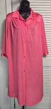 Vintage Vanity Fair S Robe Collar Gown Button Nightgown Embroidered Pink Floral