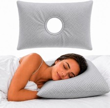 Ear Piercing Pillow for Side Sleepers with a Big Hole, Adjustable Height Ear