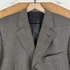 Calvin Klein Blazer Mens 38R Gray Herringbone Tweed 3 Button 100 Wool Jacket