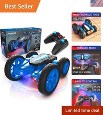 Tornado Blue LED Remote Control Car for Kids- Double Sided Driving Fast RC Ca...