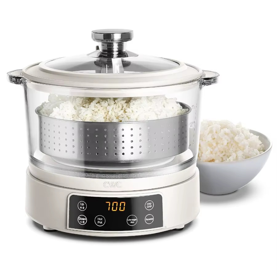 COOK with COLOR 3L Glass Low Carb Rice Cooker - Makes 6 Cups Cooked Low Sugar Ri