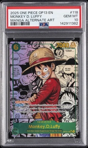 2025 ONE PIECE OP13-CARRYING ON HIS WILL #118 MONKEY D. LUFFY PSA 10