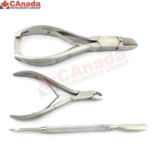 Chiropody Podiatry Kit Cuticle Pusher Remover Tools Clipper Cutter Nail File Set