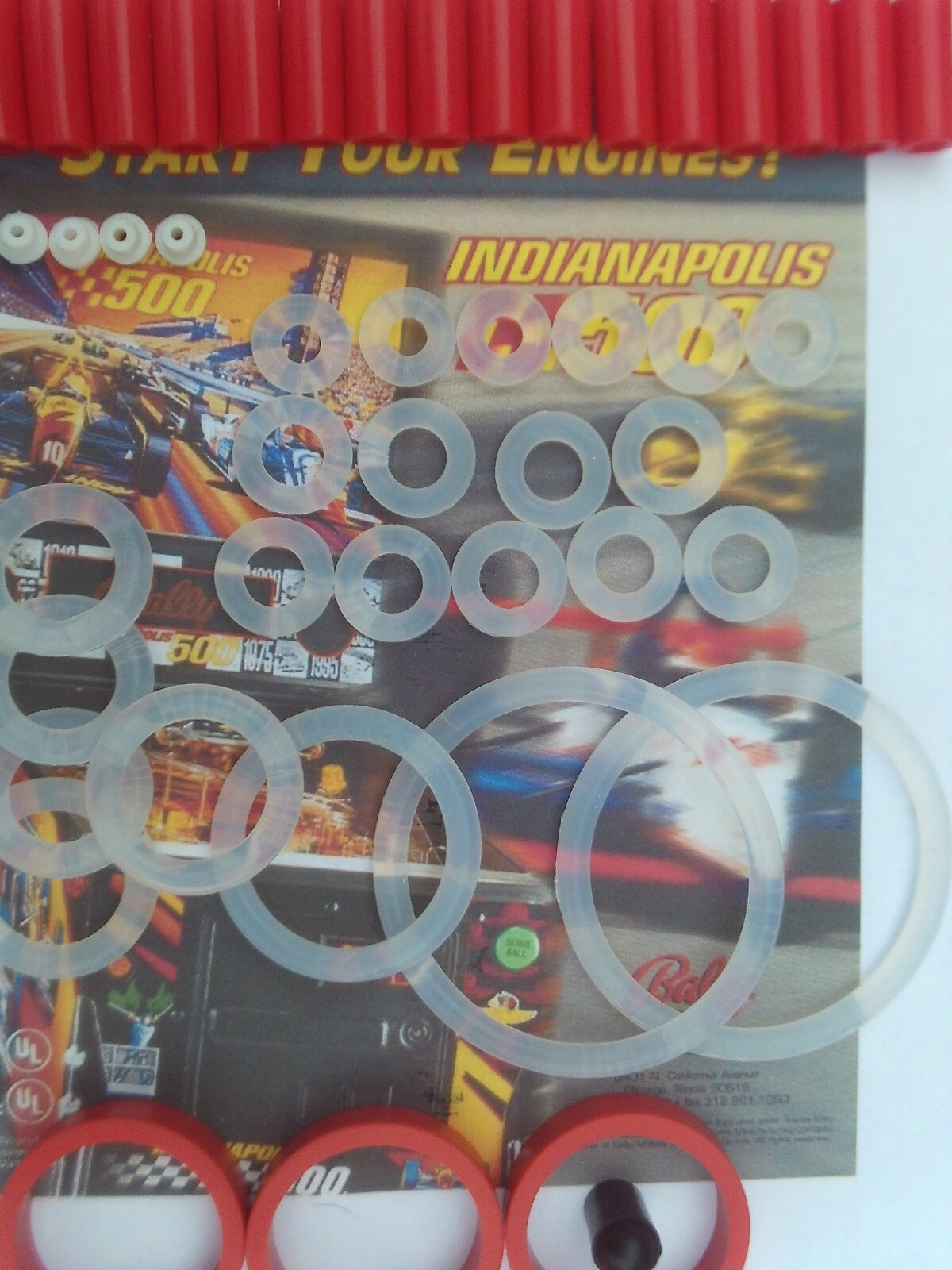 Kit elastique silicone transparent premium pour flipper Bally Indianapolis 500