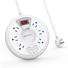 NEW Outlet Electric Power Strip Surge Protector USB Bedroom Garage Dorm Office