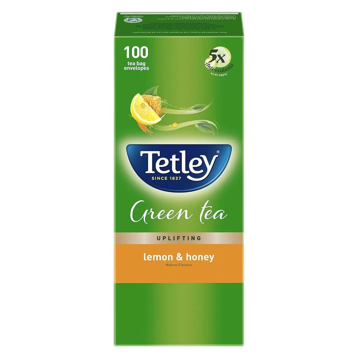 Tetley Green Tea, Lemon and Honey, 100 Tea Bags Free Shipping World Wide