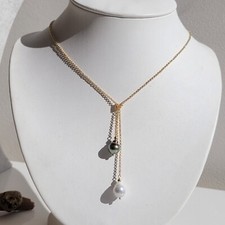 collier or gold filled perle noire de Tahiti perle de culture d'eau douce 1106