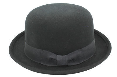 Mens Ladies 100% Wool Adults Black Fashion Bowler Hat Satin Band