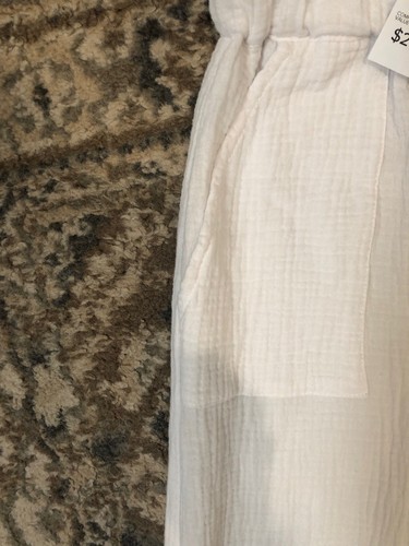 American Rag Small White Oversized Gauze Wide Leg Capris Raw Hem Split Leg NWT - Picture 4 of 7