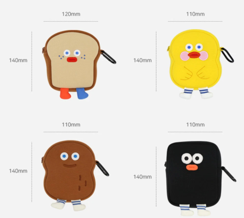 Brunch Brother Compact Keyring Pouch Bag Toast Duck Peanut PomPom - Image 4 of 4